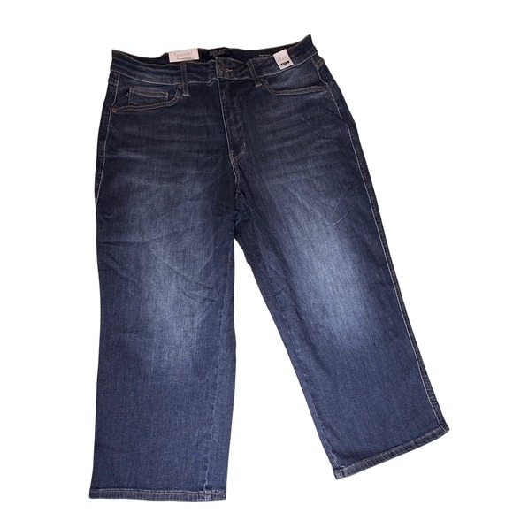 New Judy Blue Wide Crop Jeans Mid Rise Dark Wash Denim Women's Plus Size-984 - Picture 1 of 10